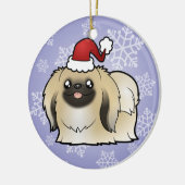 クリスマスPekingese (切られるショー) セラミックオーナメント (左)