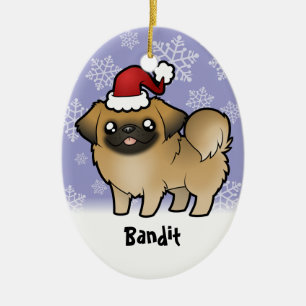 クリスマスPekingese (切られる子犬) セラミックオーナメント