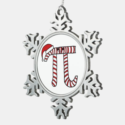 クリスマスPiの数学のオーナメント スノーフレークピューターオーナメント (右)