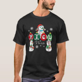 クリスマスPICUナース雪だるま小児科ICUクルーXm Tシャツ (正面)