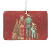 クリスマスPJの3人家族のバック カーエアーフレッシュナー (裏面)