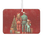 クリスマスPJの3人家族のバック カーエアーフレッシュナー (正面)