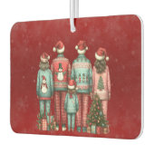 クリスマスPJの4人家族のバック カーエアーフレッシュナー (左)