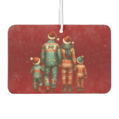 クリスマスPJの4人家族のバック カーエアーフレッシュナー (正面)