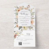 クリスマスQR RSVPウッドランド冬のフローラ結婚ズ オールインワン招待状 (内側)