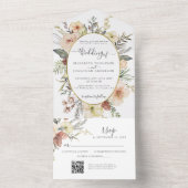 クリスマスQR RSVP冬フローラゴールドフォイル結婚ズ オールインワン招待状 (内側)