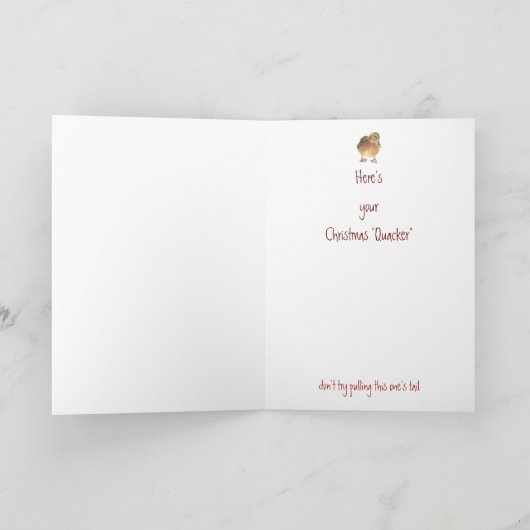 クリスマスQuackerのおもしろいなアヒルのユーモア シーズンカード (内部)