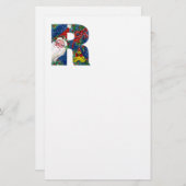 クリスマスRレター/赤いリボン付きサンタクロース 便箋 (正面/裏面)