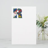 クリスマスRレター/赤いリボン付きサンタクロース 便箋 (スタンド正面)