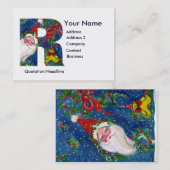 クリスマスRレター/赤いリボン付きサンタクロース 名刺 (正面/裏面)