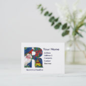 クリスマスRレター/赤いリボン付きサンタクロース 名刺 (スタンド正面)