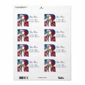 クリスマスR文字/バイオリンモノグラムとサンタクロース ラベル (フルシート)