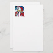 クリスマスR文字/バイオリンモノグラムとサンタクロース 便箋 (正面/裏面)