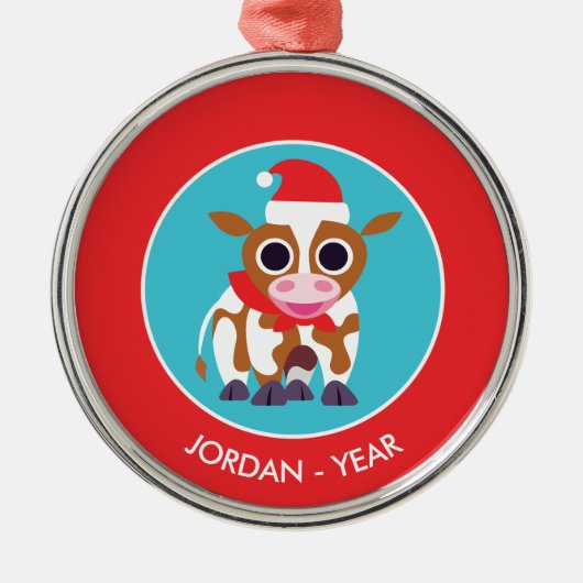 クリスマスReba牛 メタルオーナメント (正面)