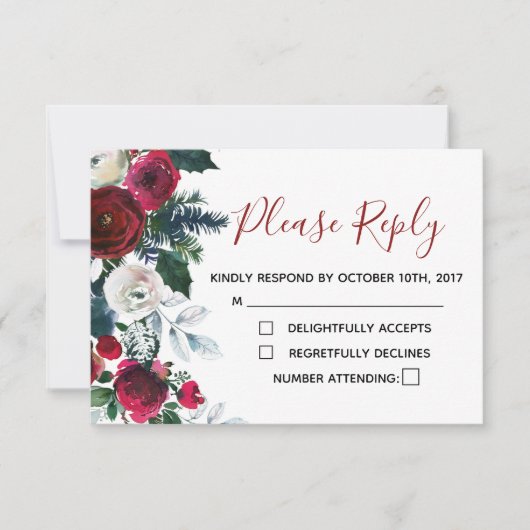 クリスマスRSVPカード – ホリデーパーティーRSVPカード 出欠カード (正面)