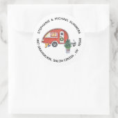 クリスマスRVキャンパーキャンプ差出人住所 ラウンドシール (バッグ)