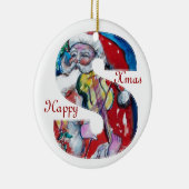 クリスマスS文字/バイオリンモノグラムとサンタクロース セラミックオーナメント (右)