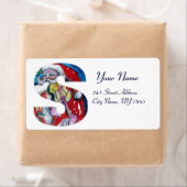 クリスマスS文字/バイオリンモノグラムとサンタクロース ラベル (インサイチュ)