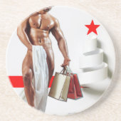 クリスマスSlipperyJoeプレゼントセクシー赤い星穴 コースター (正面)