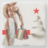 クリスマスSlipperyJoeプレゼントセクシー赤い星穴 ストーンコースター (正面)