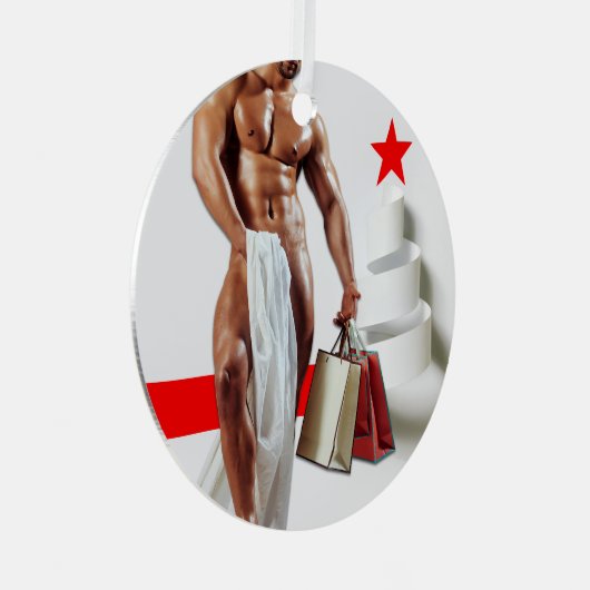 クリスマスSlipperyJoeプレゼントセクシー赤い星穴 メタルオーナメント (正面右)