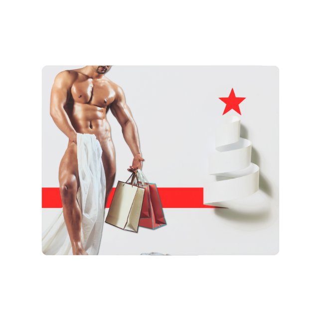 クリスマスSlipperyJoeプレゼントセクシー赤い星穴 メタルプリント (正面)