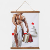 クリスマスSlipperyJoeプレゼントセクシー赤い星穴 吊り下げ型タペストリー (正面)