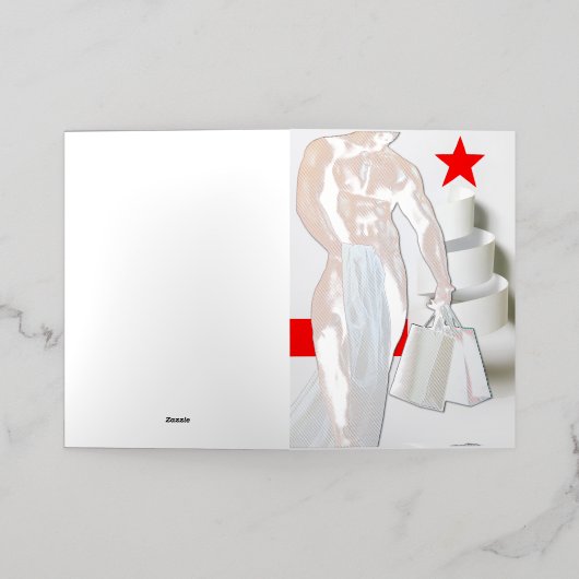 クリスマスSlipperyJoeプレゼントセクシー赤い星穴 箔シーズンカード (外側レイダウン)