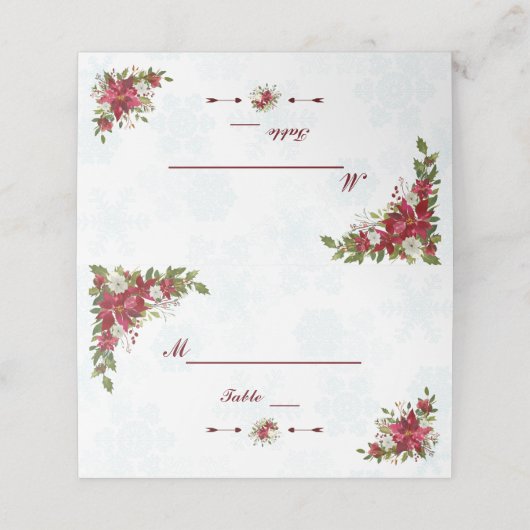 クリスマスSnowflakes Poinsettia結婚のテーブル番号 プレイスカード (外部開封)