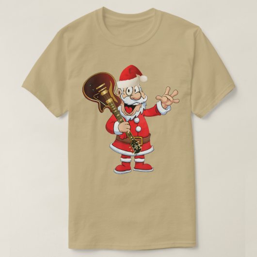 クリスマスSummer Santaギターと音楽おもしろいLoves X Tシャツ (デザイン正面)