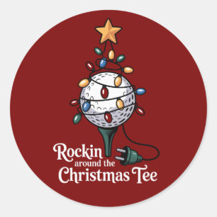 クリスマスTシャツでロックなゴルフのXmas ラウンドシール