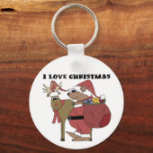 クリスマスTシャツとギフトが大好きな動物 キーホルダー (正面)