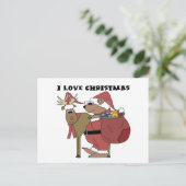 クリスマスTシャツとギフトが大好きな動物 シーズンポストカード (スタンド正面)