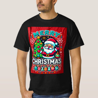 クリスマスTシャツデザイングリーンツリーとシンタ Tシャツ