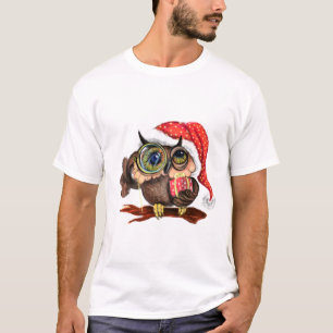 クリスマスTシャツベビーフクロウの贈り物 – おもしろい Tシャツ