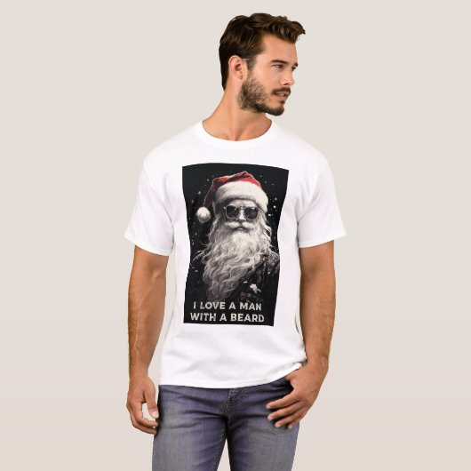 クリスマスTシャツ:「あごひげの男が大好き」 Tシャツ (正面フル)