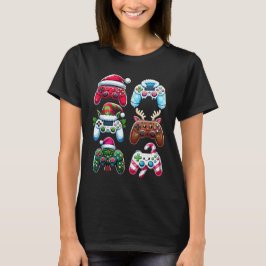 クリスマスTシャツ サンタ エルフ ゲーミングコントローラー ゲーマー Tシャツ