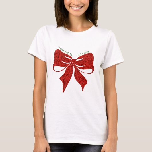 クリスマスTシャツ リボン 赤リボン Tシャツ (正面)