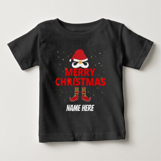 クリスマスTシャツ 名前入れ ベビーTシャツ (正面)