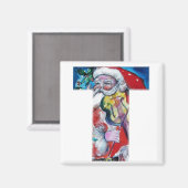 クリスマスTレター/バイオリンモノグラム付きサンタ マグネット (正面/裏面)