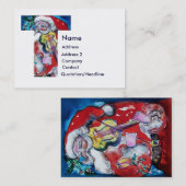 クリスマスTレター/バイオリンモノグラム付きサンタ 名刺 (正面/裏面)