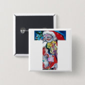 クリスマスTレター/バイオリンモノグラム付きサンタ 缶バッジ (正面&裏面)