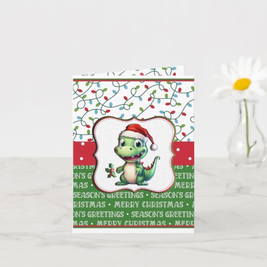 クリスマスTレックス挨拶 カード (小さな植物)