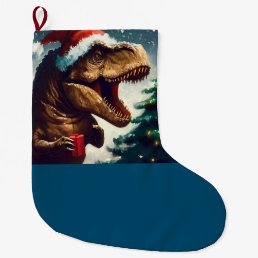 クリスマスTレックス1 ラージクリスマスストッキング (正面)