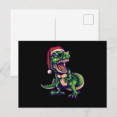 クリスマスTレックス 恐竜デザイン ポストカード (正面/裏面)