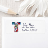 クリスマスT文字/バイオリンモノグラム付きサンタクロース ラベル (インサイチュ)