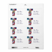 クリスマスT文字/バイオリンモノグラム付きサンタクロース ラベル (フルシート)