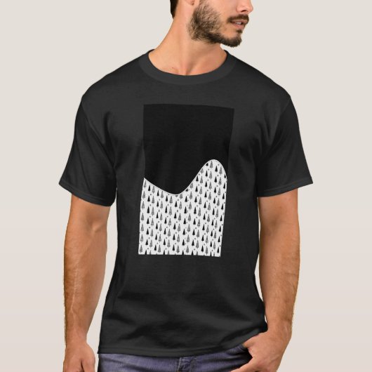 クリスマスTr付き幾何学的2トーンパターンブラック Tシャツ (正面)