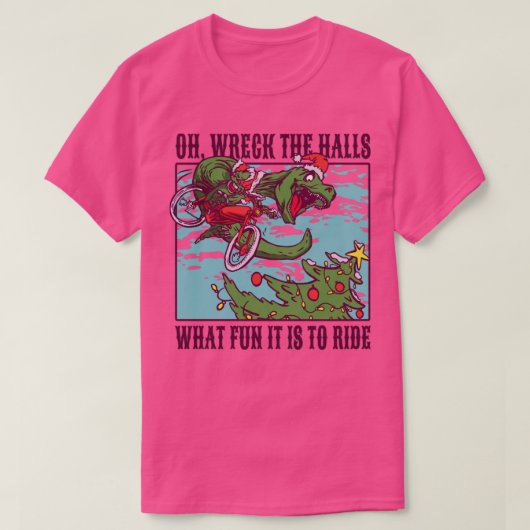 クリスマスTRexライダー Tシャツ (デザイン正面)