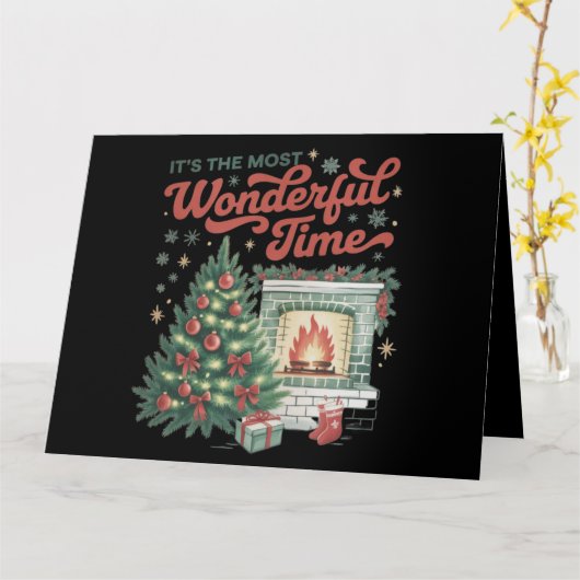 クリスマスT's最も素晴らしい時間ヴィンテージ カード (黄色い花)